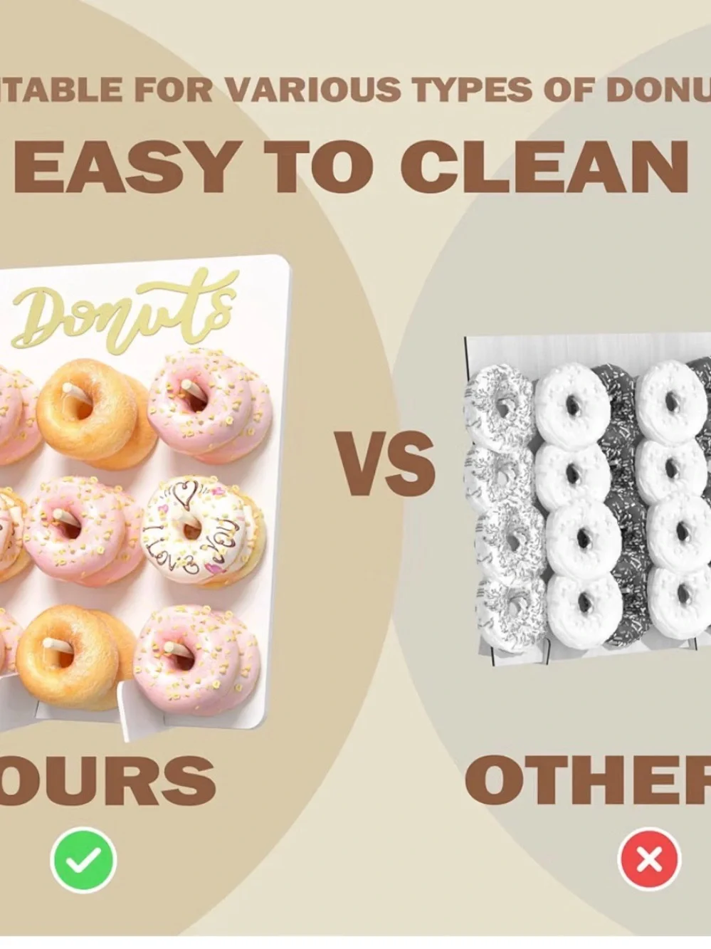 Donut Wall Stand with Pink & Gold Donut Display
